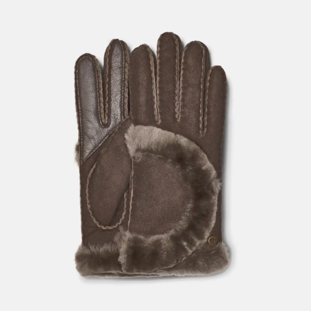 Ugg Sheepskin Exposed Seam Glove Stormy Grey Winter Fully Lined Designer Suede